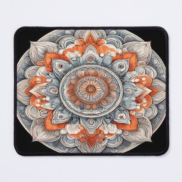 Item preview, Petal Spiral – Ornamental Mandala in Orange, Blue, and Beige designed and sold by Cristhian Almanza.