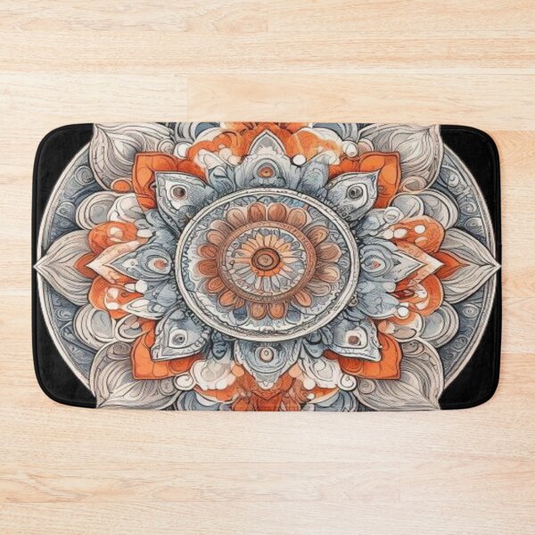 Item preview, Petal Spiral – Ornamental Mandala in Orange, Blue, and Beige designed and sold by Cristhian Almanza.