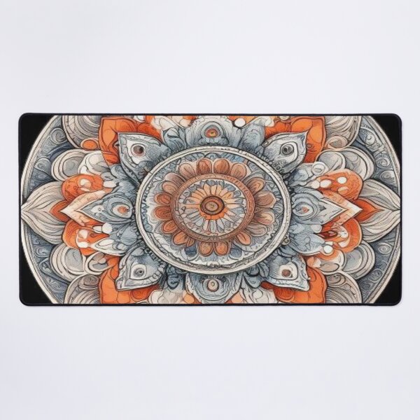 Item preview, Petal Spiral – Ornamental Mandala in Orange, Blue, and Beige designed and sold by Cristhian Almanza.