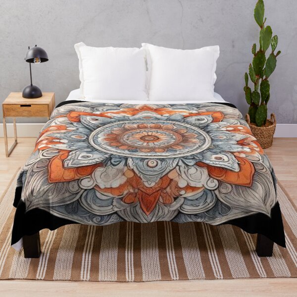 Item preview, Petal Spiral – Ornamental Mandala in Orange, Blue, and Beige designed and sold by Cristhian Almanza.