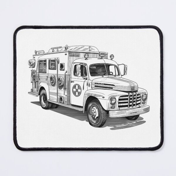 Item preview, Vintage Ambulance Truck – Black and White Retro Emergency Vehicle Illustration designed and sold by inkoutninja.