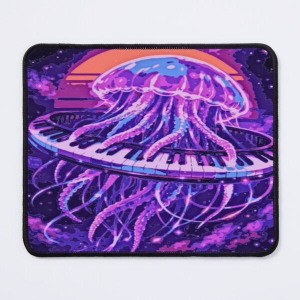 Item preview, Neon Jellyfish Piano – Synthwave Cosmic Galaxy Art designed and sold by LuxuryApparels.