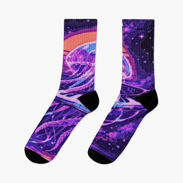 Item preview, Neon Jellyfish Piano – Synthwave Cosmic Galaxy Art designed and sold by LuxuryApparels.