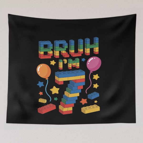 Item preview, 7 Year Old Building Blocks Bruh 7th Birthday Boy designed and sold by genkihikki.
