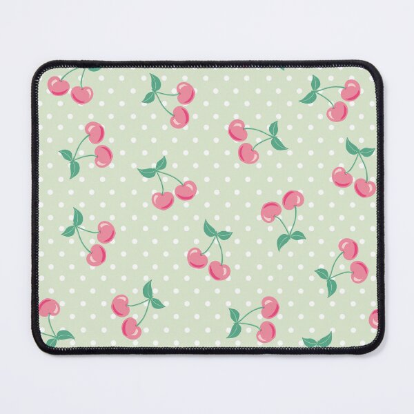Item preview, Pink Cherries on Mint Background with light green polka dots designed and sold by Goolsby-Designs.