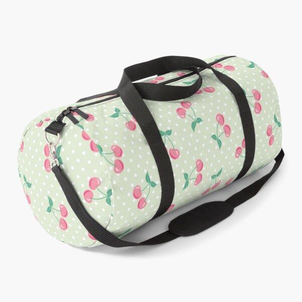 Item preview, Pink Cherries on Mint Background with light green polka dots designed and sold by Goolsby-Designs.