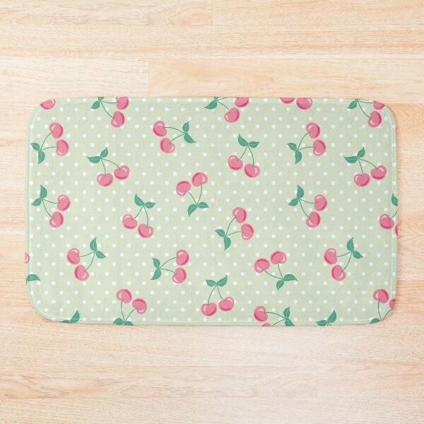 Item preview, Pink Cherries on Mint Background with light green polka dots designed and sold by Goolsby-Designs.