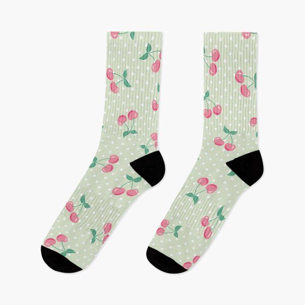 Item preview, Pink Cherries on Mint Background with light green polka dots designed and sold by Goolsby-Designs.