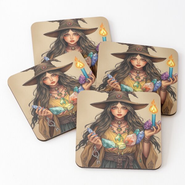 Item preview, Crystal Flame – Sorceress with Magical Gems and Candle designed and sold by Cristhian Almanza.