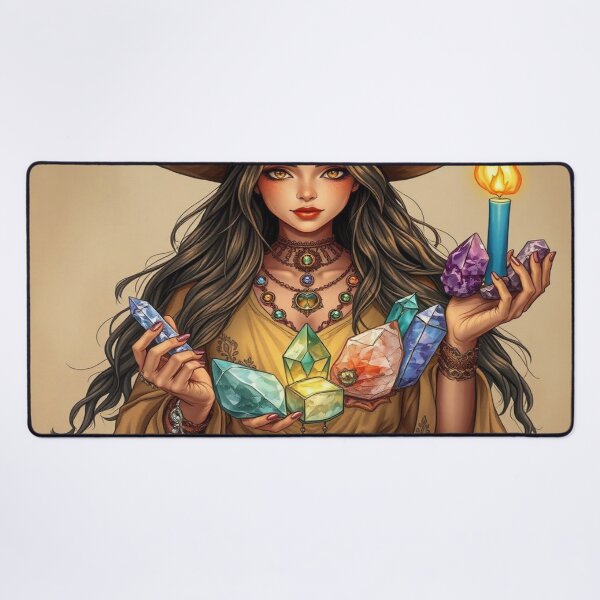 Item preview, Crystal Flame – Sorceress with Magical Gems and Candle designed and sold by Cristhian Almanza.