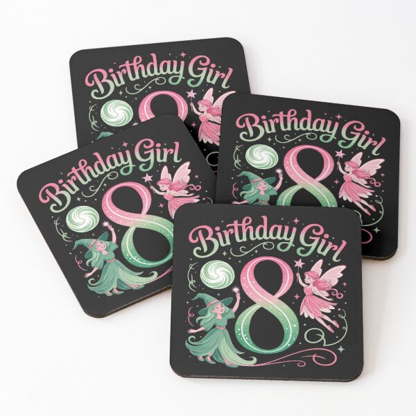 Item preview, 8Th Birthday Witch Pink And Green 8 Years Old Birthday Girl designed and sold by genkihikki.