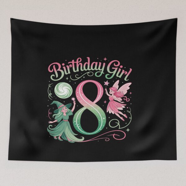 Item preview, 8Th Birthday Witch Pink And Green 8 Years Old Birthday Girl designed and sold by genkihikki.