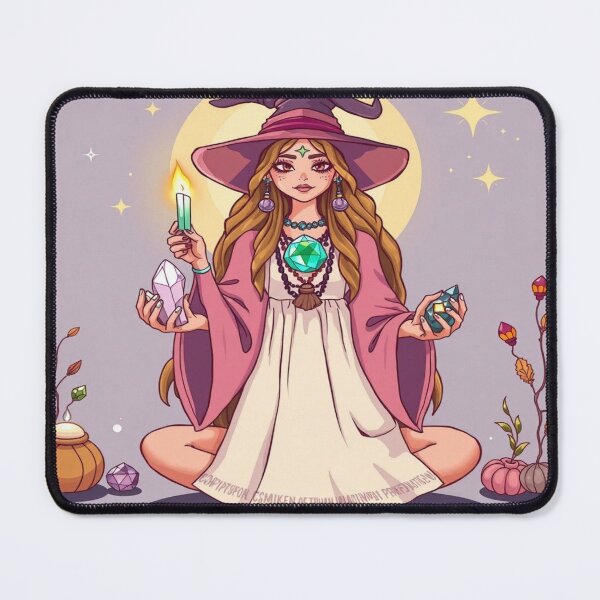 Item preview, Autumn Ritual – Mystical Witch with Crystals and Candle designed and sold by Cristhian Almanza.