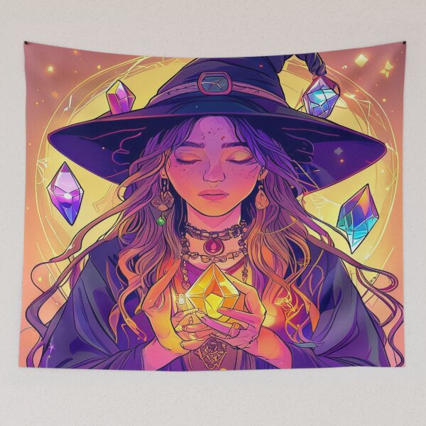 Item preview, Mystic Focus – Witch with Glowing Crystal and Magical Aura designed and sold by Cristhian Almanza.