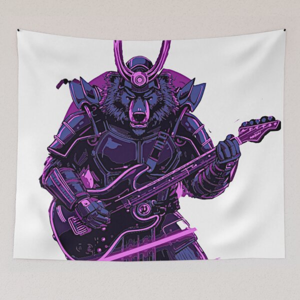 Item preview, Futuristic Cyber Samurai Bear – Neon Warrior designed and sold by LuxuryApparels.