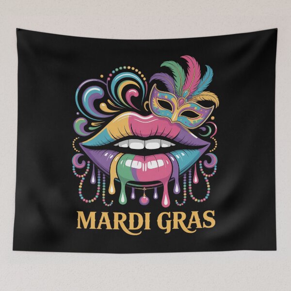 Item preview, Womens Mardi Gras Lips Queen Beads Mask Carnival Colorful designed and sold by AsteriskDatBArt.