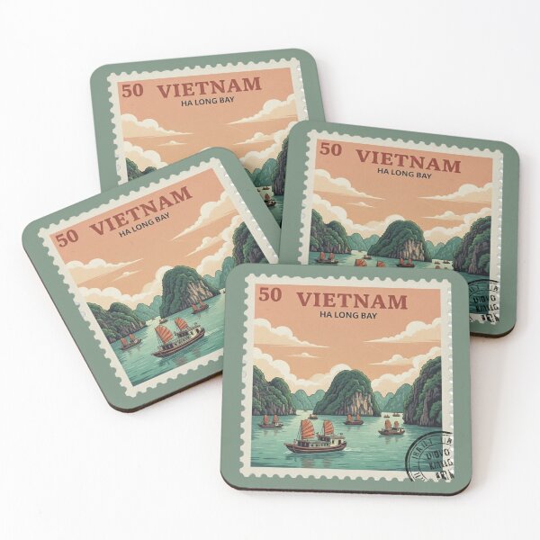 Aperçu de l'œuvre Souvenir de voyage vintage de la baie d'Ha Long, Vietnam créée et vendue par Dekis-Vareity7.