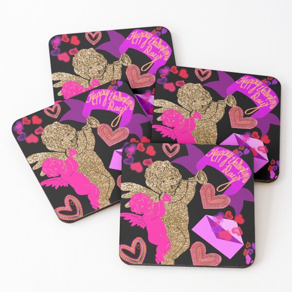 Item preview, Glitter Cupid Angel Hearts Valentine Love Pattern  designed and sold by Victoria Rose.