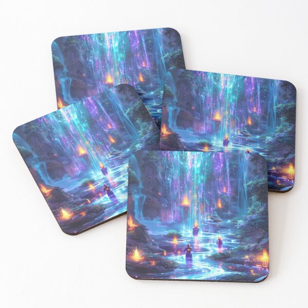 Item preview, Mystic River – Hooded Figures in Glowing Canyon Ritual designed and sold by Cristhian Almanza.