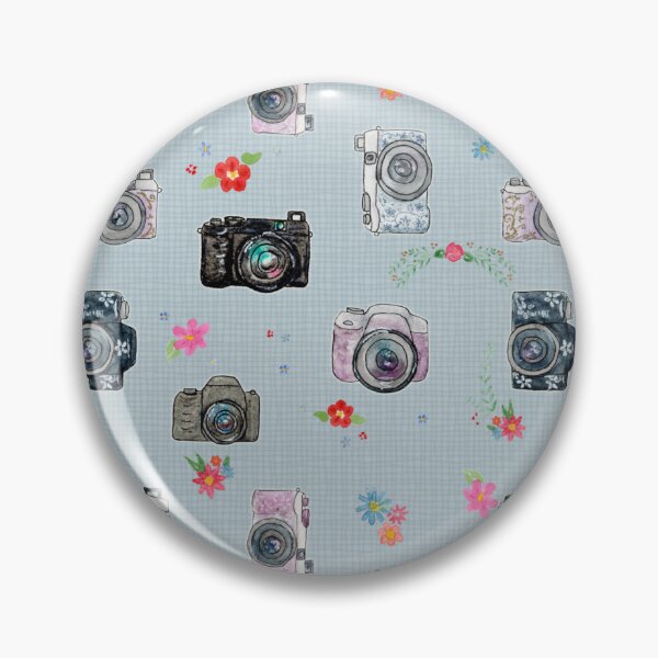 Item preview, Camera Floral on Dusty Blue designed and sold by DreamOutLoudArt.