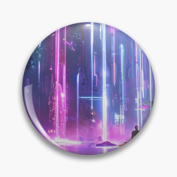 Item preview, Cyber Awakening – Meditative Figures in Neon Cityscape designed and sold by Cristhian Almanza.