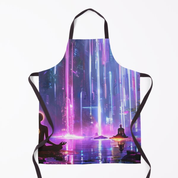 Item preview, Cyber Awakening – Meditative Figures in Neon Cityscape designed and sold by Cristhian Almanza.