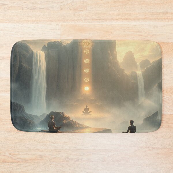 Item preview, Golden Ascent – Meditative Figures and Radiant Chakra Pillar designed and sold by Cristhian Almanza.