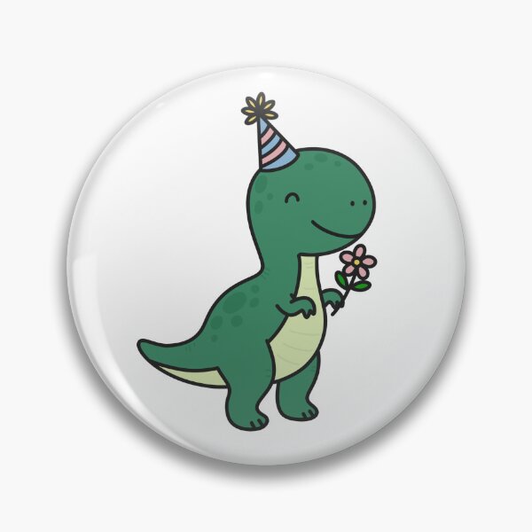 Item preview, Cute Green Dinosaur with Party Hat and Flower designed and sold by SunCraftStudio.