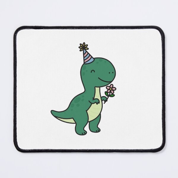 Item preview, Cute Green Dinosaur with Party Hat and Flower designed and sold by SunCraftStudio.