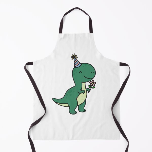 Item preview, Cute Green Dinosaur with Party Hat and Flower designed and sold by SunCraftStudio.