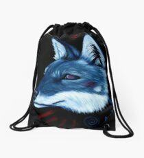 Spiraling into Indigo Drawstring Bag
