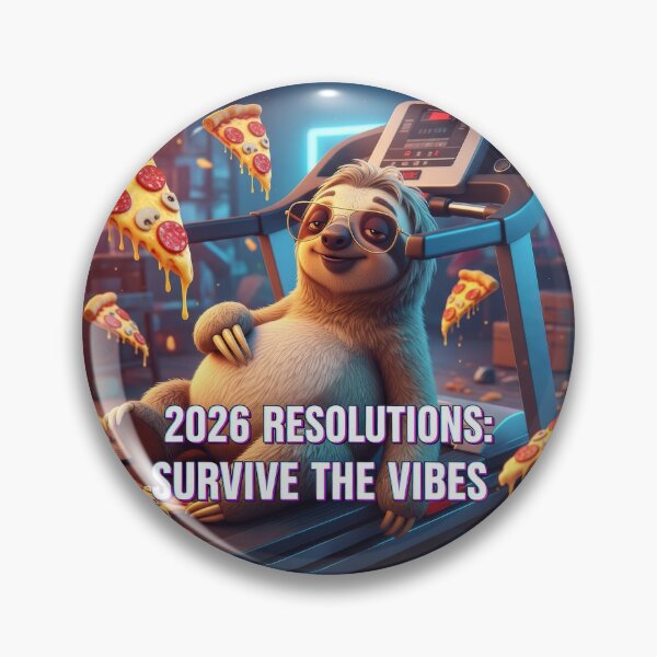 Item preview, 2026 Resolutions Survive The Vibes Sloth designed and sold by lowbatterydept.