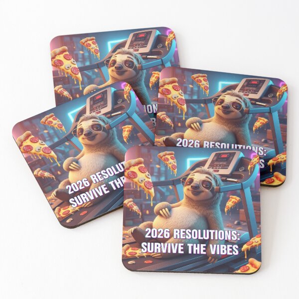 Item preview, 2026 Resolutions Survive The Vibes Sloth designed and sold by lowbatterydept.