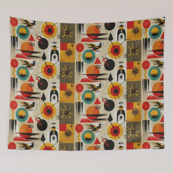 Item preview, Mid-Century Abstract Geometric  Native Tribal Art Boho designed and sold by BlueLineLAX.