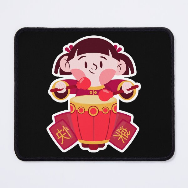 Item preview, Chinese New Year Girl Sticker – Cute Character Playing Drum with Red Envelopes for Good Luck designed and sold by FestivityFinds.