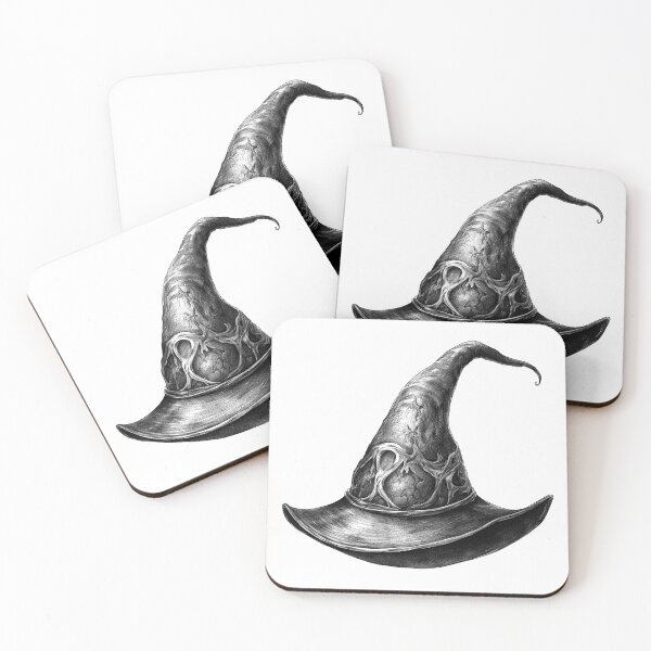 Item preview, Witch Hat Illustration – Black and White Fantasy Magic Art designed and sold by inkoutninja.