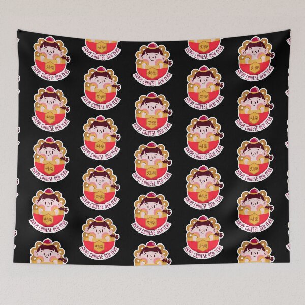 Item preview, Happy Chinese New Year Girl Sticker – Cute Character Holding Golden Ingot for Prosperity designed and sold by FestivityFinds.