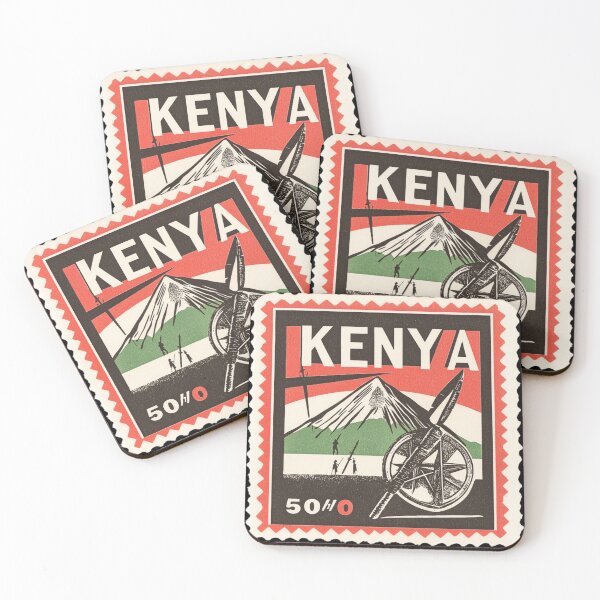 Item preview, Vintage Kenya Postage Stamp Art - Mount Kenya & Maasai Shield designed and sold by tiigerdad.