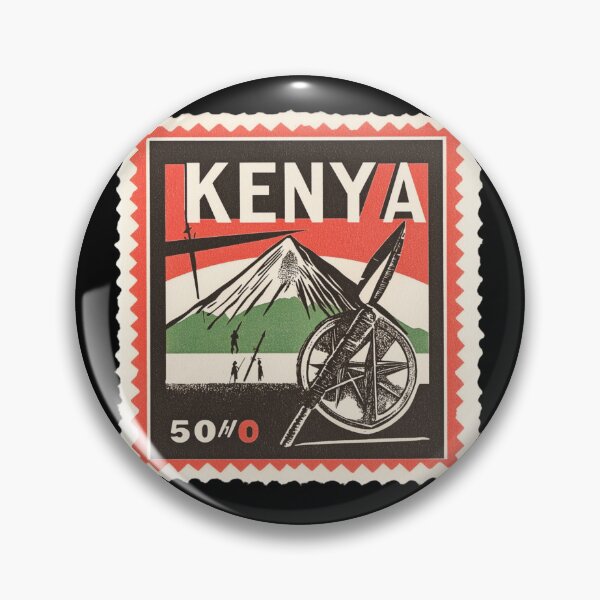Item preview, Vintage Kenya Postage Stamp Art - Mount Kenya & Maasai Shield designed and sold by tiigerdad.