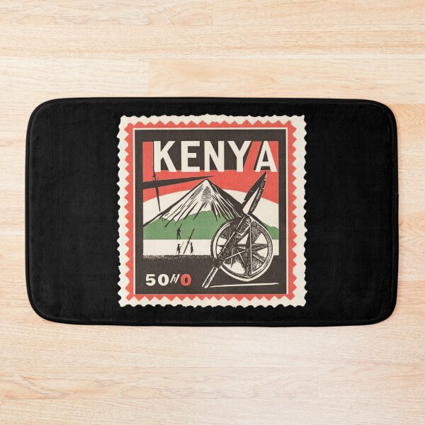 Item preview, Vintage Kenya Postage Stamp Art - Mount Kenya & Maasai Shield designed and sold by tiigerdad.