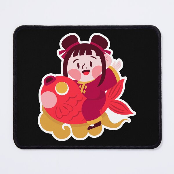 Item preview, Chinese New Year Girl Sticker – Cute Character Riding Goldfish for Good Fortune designed and sold by FestivityFinds.