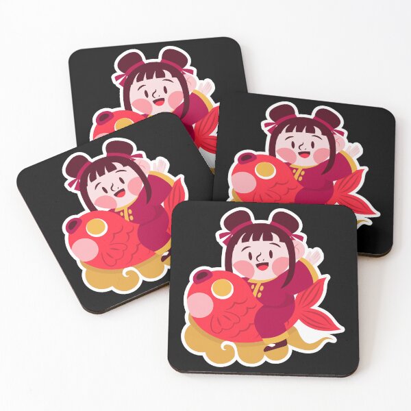 Item preview, Chinese New Year Girl Sticker – Cute Character Riding Goldfish for Good Fortune designed and sold by FestivityFinds.