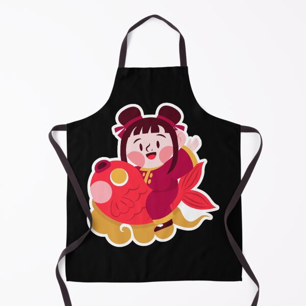 Item preview, Chinese New Year Girl Sticker – Cute Character Riding Goldfish for Good Fortune designed and sold by FestivityFinds.