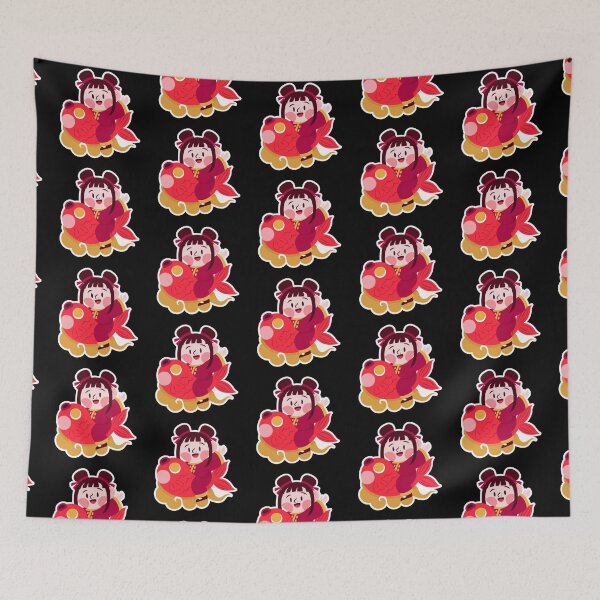 Item preview, Chinese New Year Girl Sticker – Cute Character Riding Goldfish for Good Fortune designed and sold by FestivityFinds.