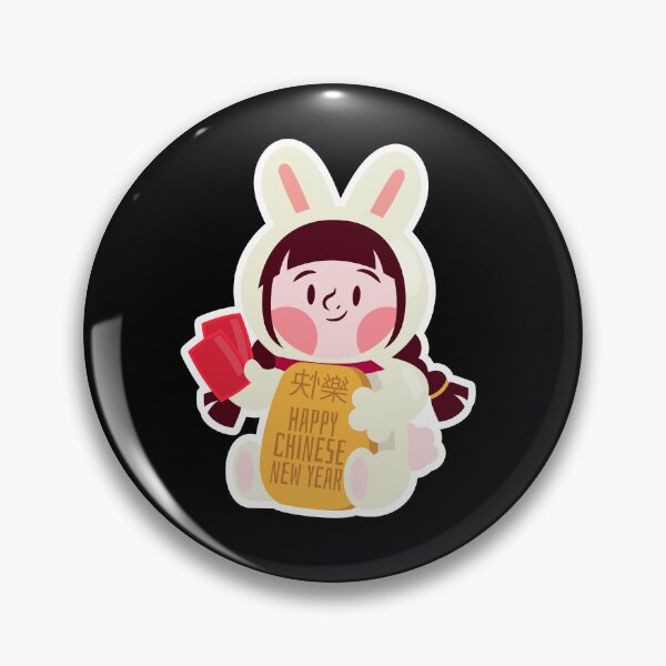 Item preview, Happy Chinese New Year Bunny Sticker – Cute Girl in Bunny Costume with Red Envelopes and Happy New Year Scroll designed and sold by FestivityFinds.