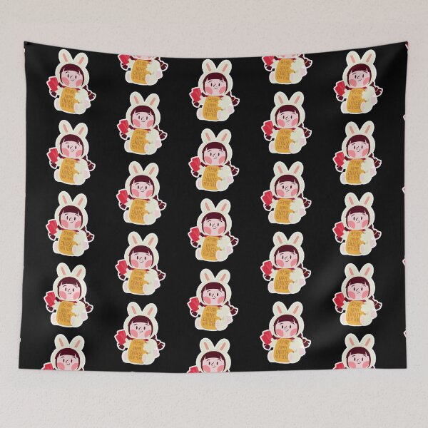 Item preview, Happy Chinese New Year Bunny Sticker – Cute Girl in Bunny Costume with Red Envelopes and Happy New Year Scroll designed and sold by FestivityFinds.