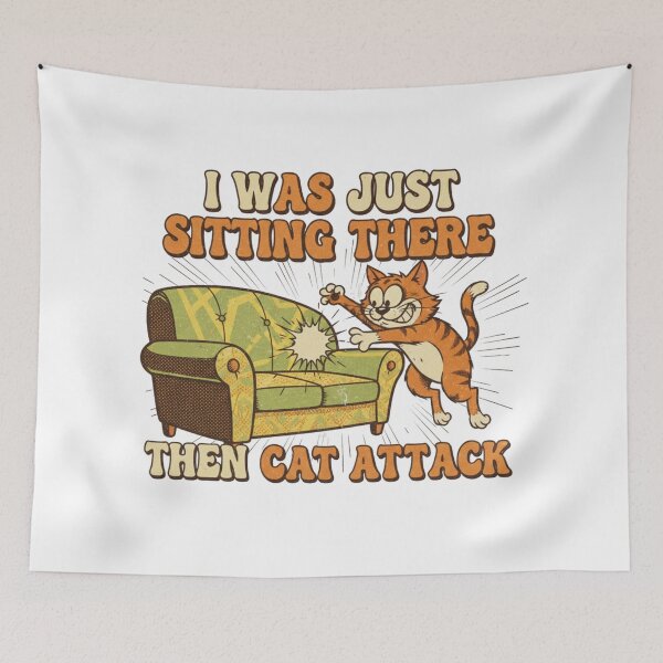 Item preview, I Was Just Sitting There Then Cat Attack  designed and sold by DIRTYSKETCHH.