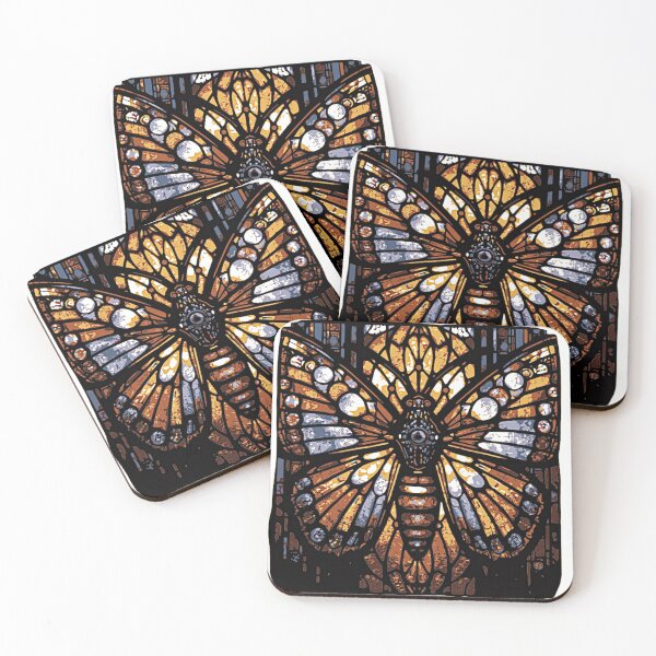 Item preview, Stained Glass Robo‑Moth – Cybernetic Fantasy Window Art designed and sold by LuxuryApparels.