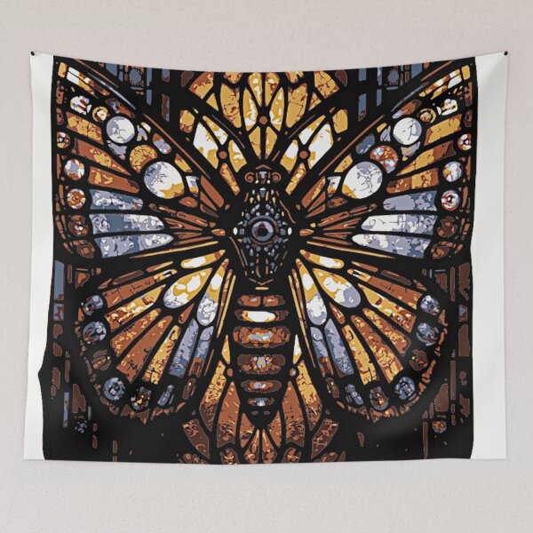 Item preview, Stained Glass Robo‑Moth – Cybernetic Fantasy Window Art designed and sold by LuxuryApparels.
