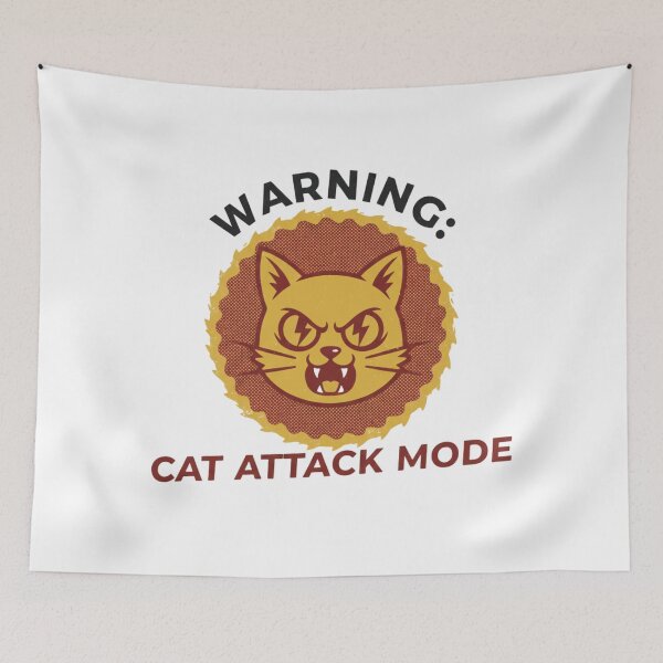 Item preview, Warning Cat Attack Mode Funny Cat designed and sold by DIRTYSKETCHH.